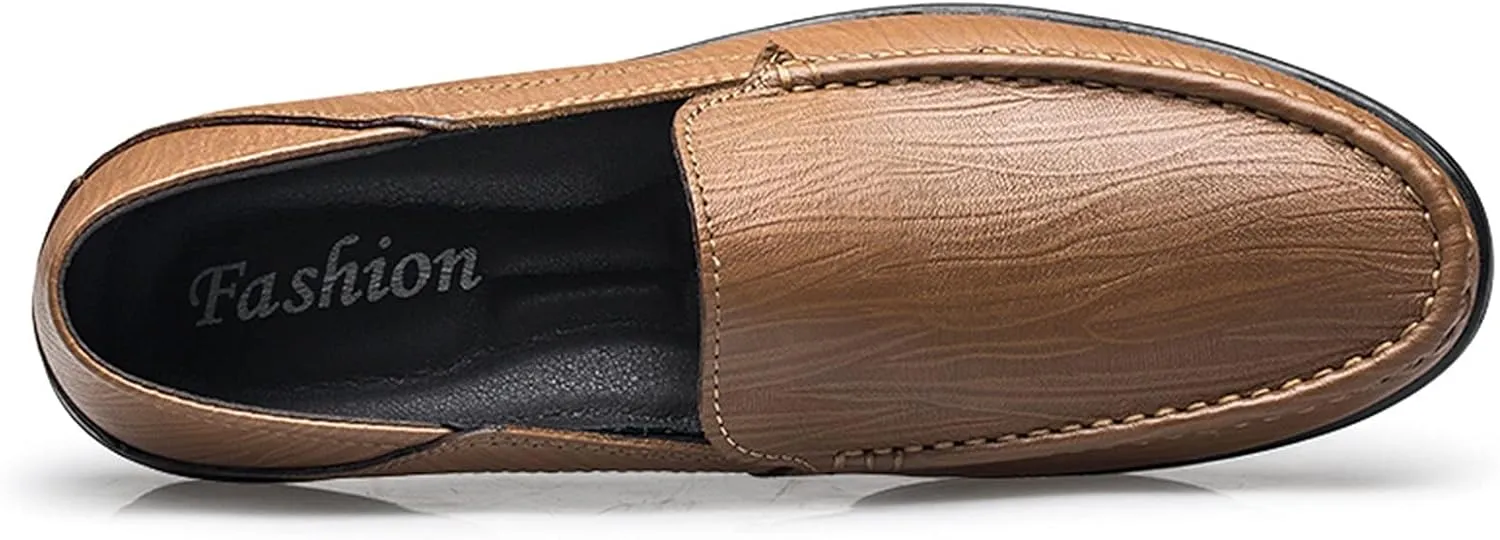 Men's Loafers Shoes Breathable Simple Moccasins Shoes Leather Lightweight Flat Heel Flexible Fashion Prom Slip On