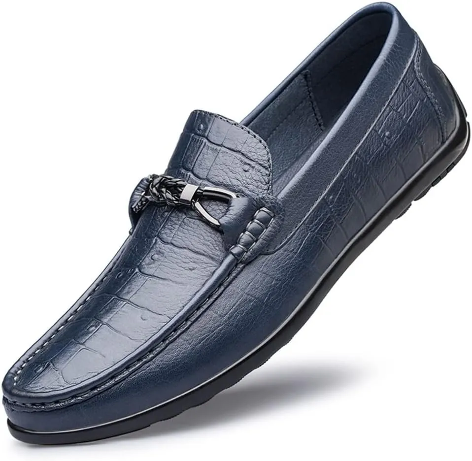 Men's Loafers Shoes Moccasins Shoes Faux Crocodile Print Leather Anti-Slip Lightweight Flat Heel Prom Casual Slip-ons