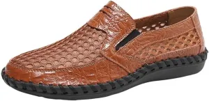Mens Loafers Slip On Breathable Lightweight Comfortable Casual Shoes Round Toe Fashion Loafers Resistant Soft Walking Driving