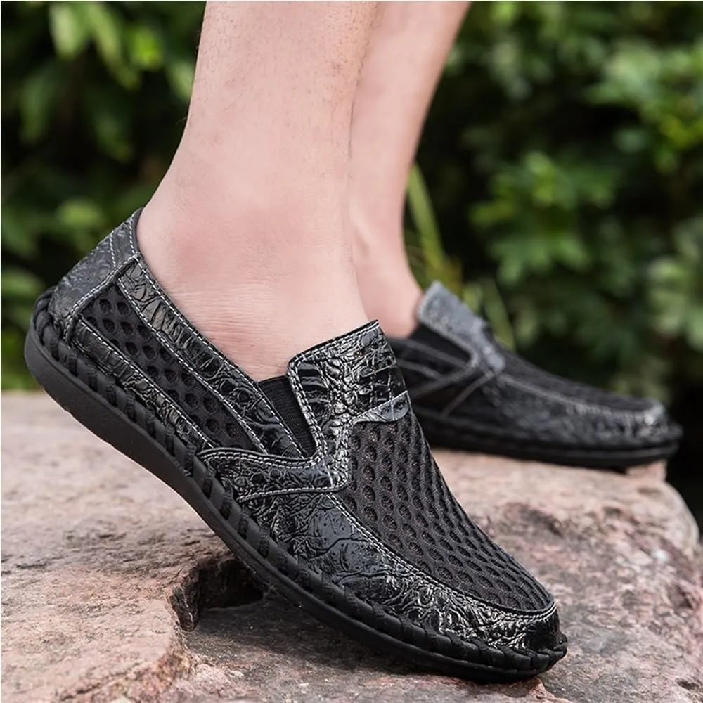 Mens Loafers Slip On Breathable Lightweight Comfortable Casual Shoes Round Toe Fashion Loafers Resistant Soft Walking Driving