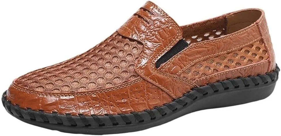 Mens Loafers Slip On Breathable Lightweight Comfortable Casual Shoes Round Toe Fashion Loafers Resistant Soft Walking Driving
