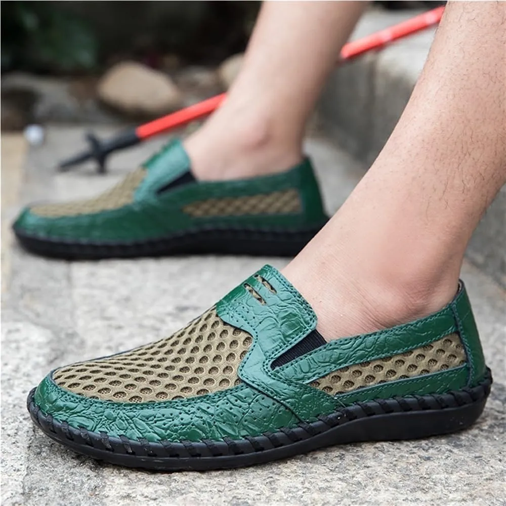 Mens Loafers Slip On Breathable Lightweight Comfortable Casual Shoes Round Toe Fashion Loafers Resistant Soft Walking Driving