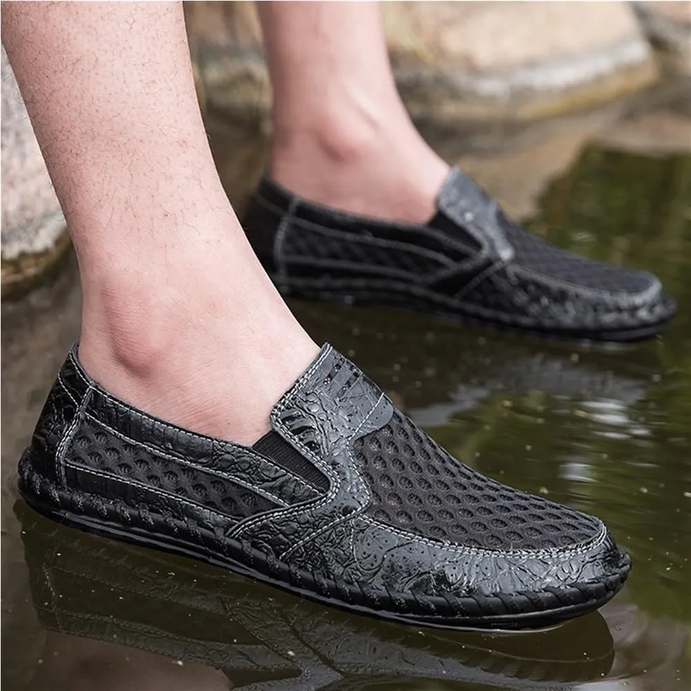 Mens Loafers Slip On Breathable Lightweight Comfortable Casual Shoes Round Toe Fashion Loafers Resistant Soft Walking Driving