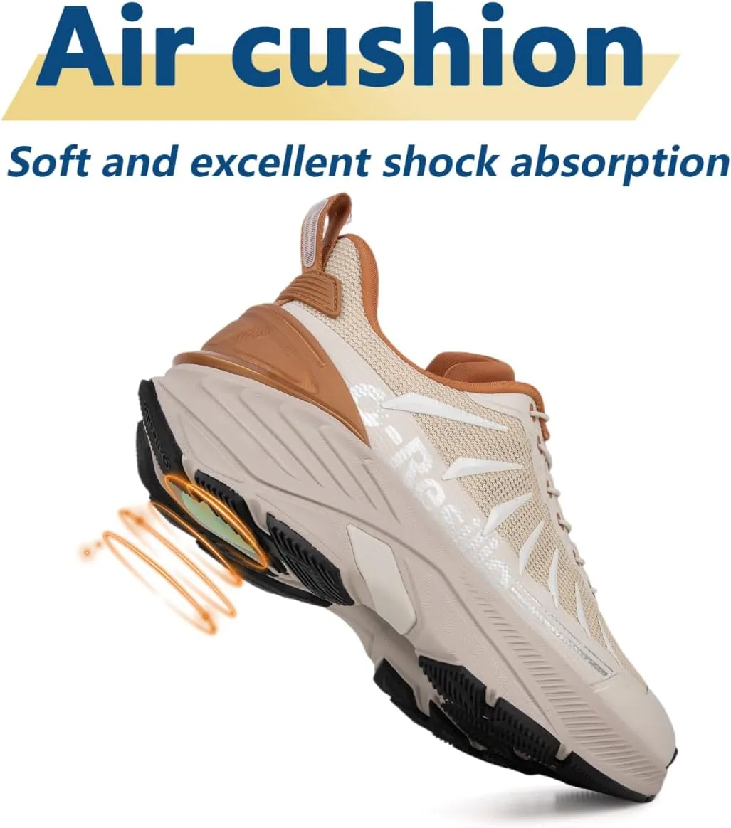 Men's Max Cushioned Quick Laces Hiking Walking Shoes with Arch Support Plantar Fasciitis Pain Relief Breathable Outdoor Trailing Running Sneakers Non Slip Trekking Camping Shoes
