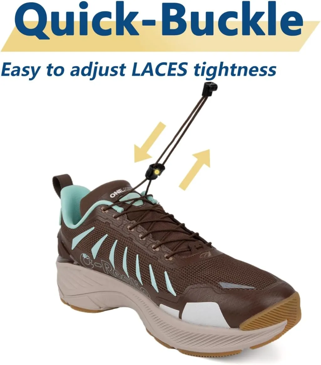 Men's Max Cushioned Quick Laces Hiking Walking Shoes with Arch Support Plantar Fasciitis Pain Relief Breathable Outdoor Trailing Running Sneakers Non Slip Trekking Camping Shoes
