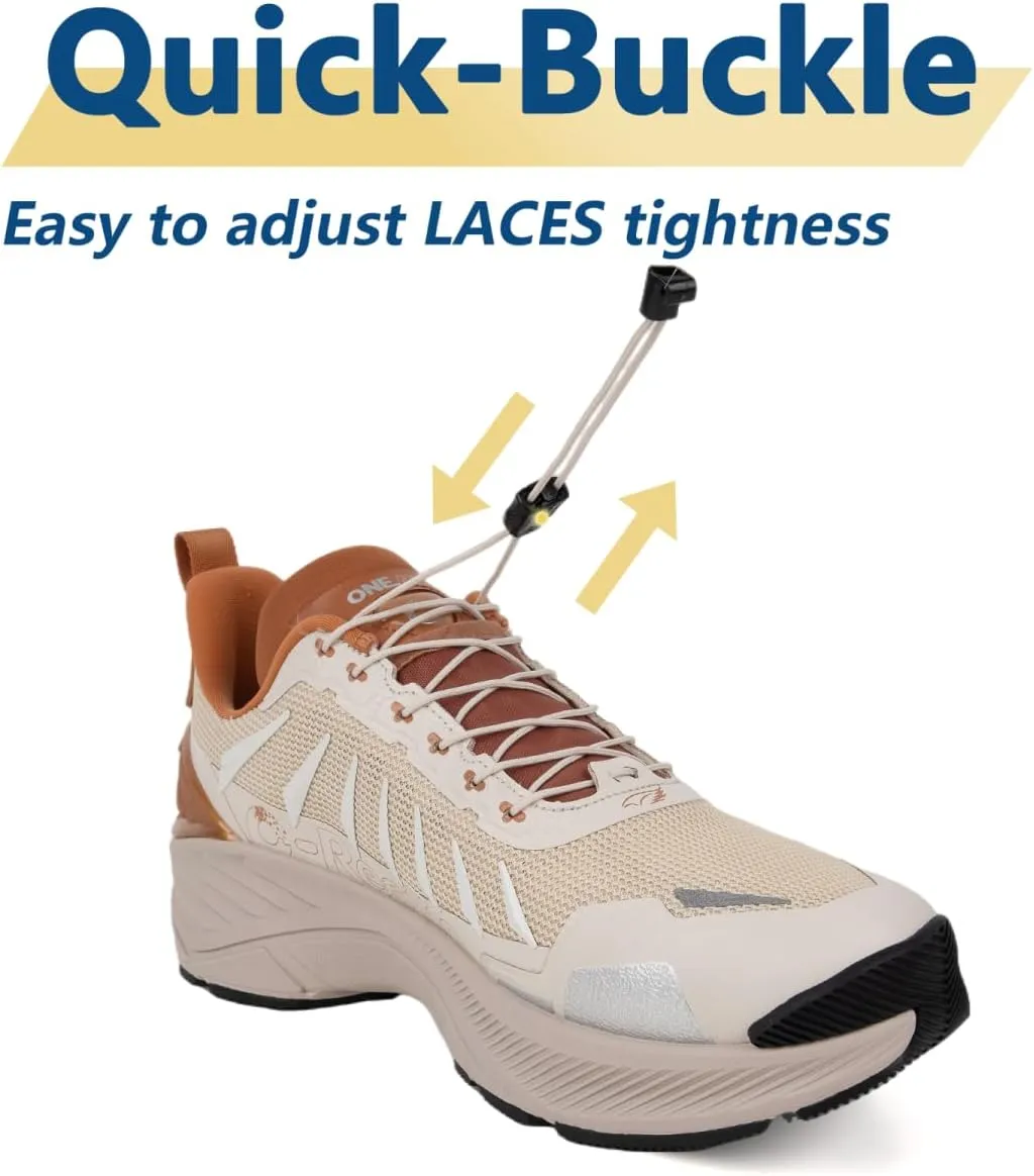 Men's Max Cushioned Quick Laces Hiking Walking Shoes with Arch Support Plantar Fasciitis Pain Relief Breathable Outdoor Trailing Running Sneakers Non Slip Trekking Camping Shoes