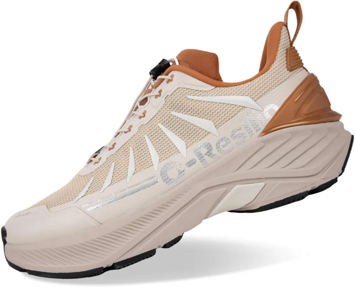 Men's Max Cushioned Quick Laces Hiking Walking Shoes with Arch Support Plantar Fasciitis Pain Relief Breathable Outdoor Trailing Running Sneakers Non Slip Trekking Camping Shoes