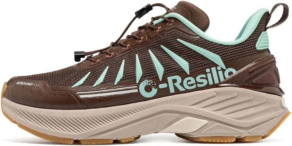 Men's Max Cushioned Quick Laces Hiking Walking Shoes with Arch Support Plantar Fasciitis Pain Relief Breathable Outdoor Trailing Running Sneakers Non Slip Trekking Camping Shoes