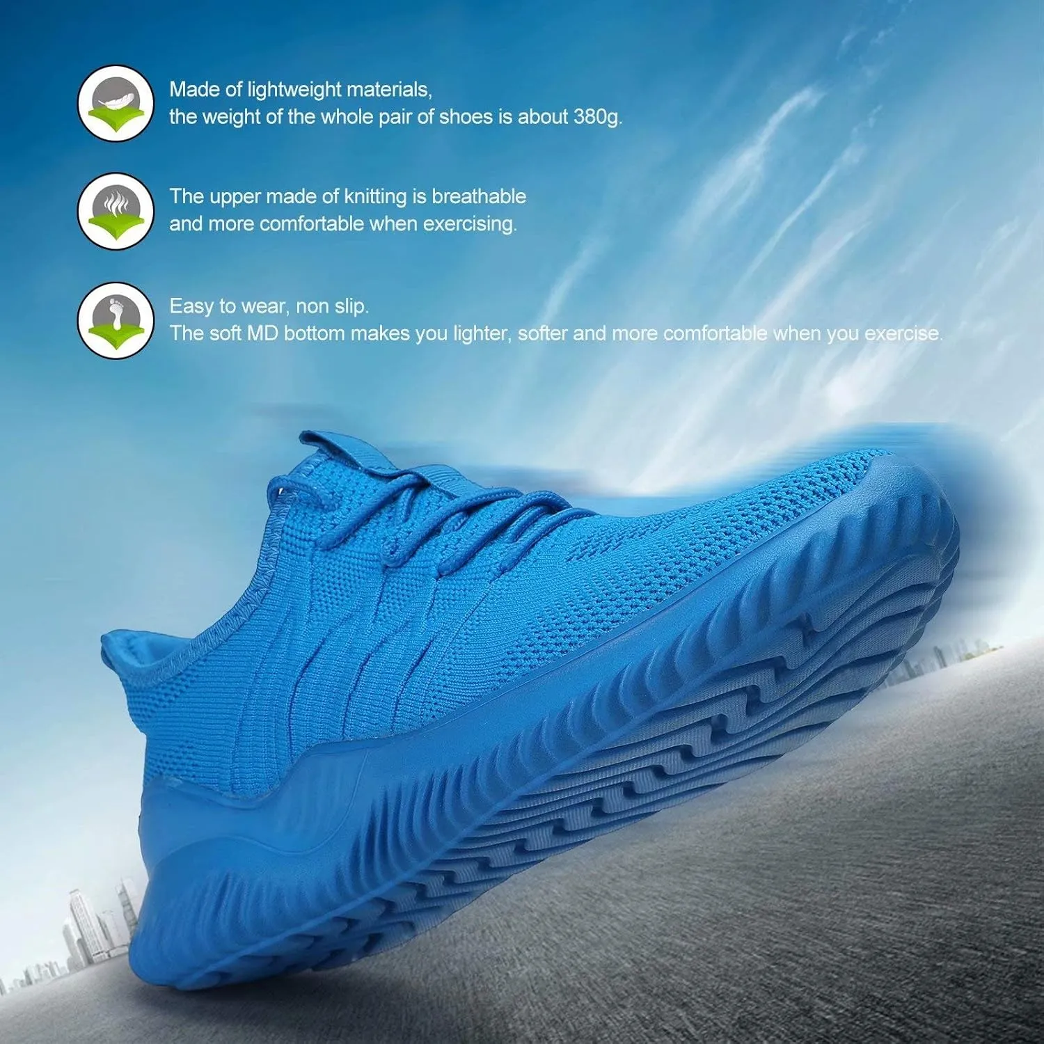 Mens Running Shoes Slip-on Walking Sneakers Lightweight Breathable Casual Soft Sole Trainers