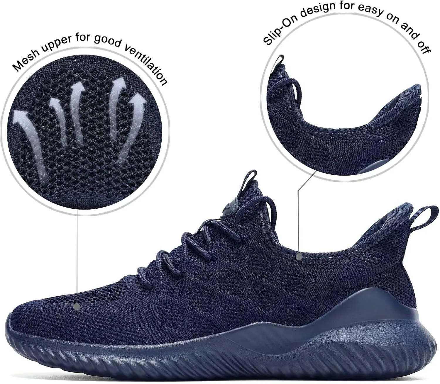 Mens Running Shoes Slip-on Walking Tennis Sneakers Mesh Lightweight Breathable Casual Soft Sole Work Shoes
