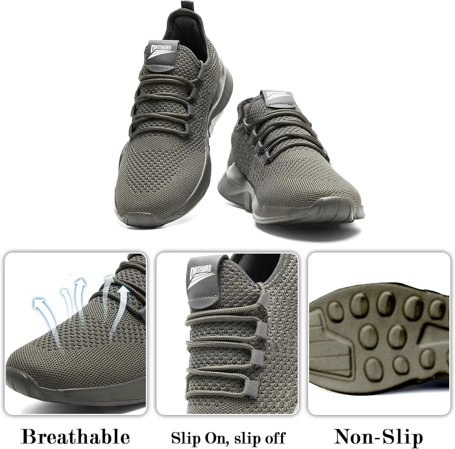 Mens Running Shoes Women Slip On Tennis Walking Sneakers Athletic Breathable Non Slip Gym Casual Lightweight Workout Sport Unisex Shoe