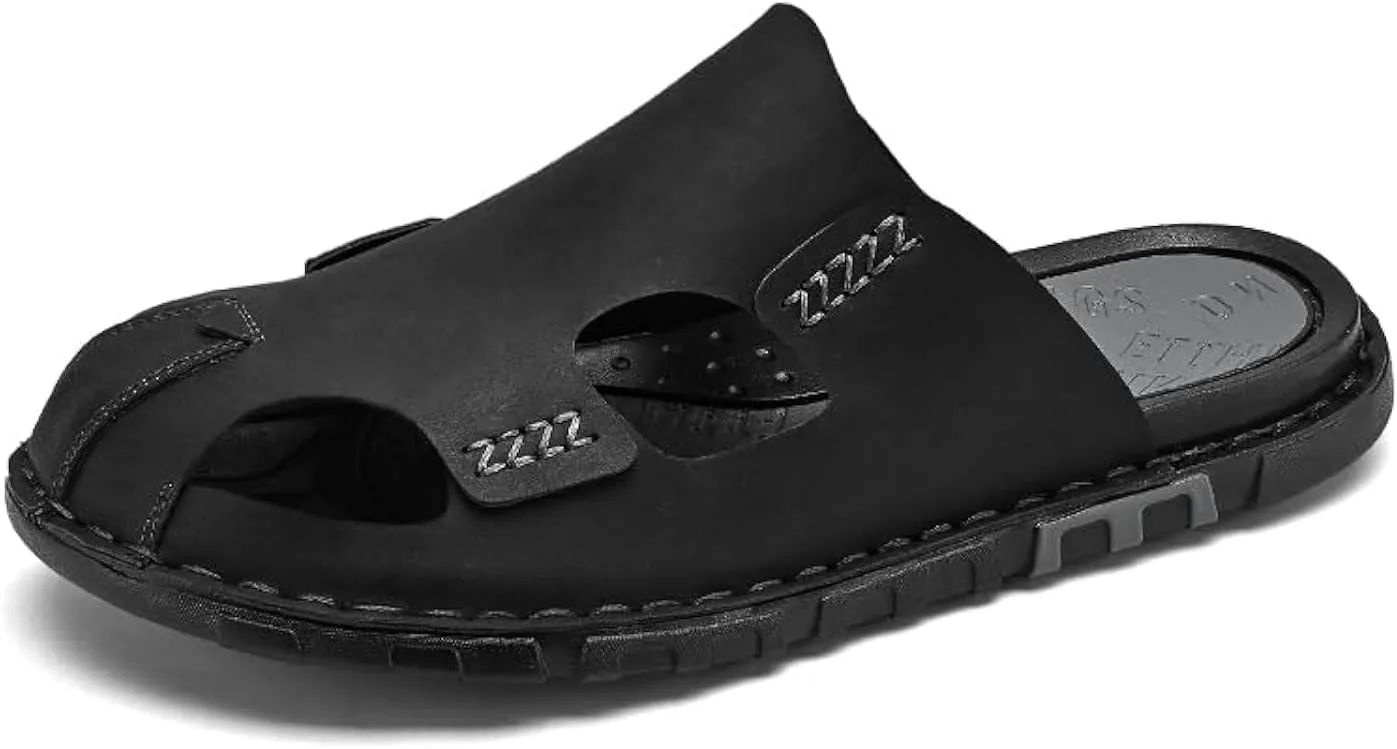 Mens Sandals Indoor and Outdoor Beach Casual Closed Toe Water Sandals Slip On Waterproof Athletic Handmade Slippers Soft