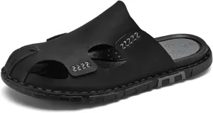Mens Sandals Indoor and Outdoor Beach Casual Closed Toe Water Sandals Slip On Waterproof Athletic Handmade Slippers Soft