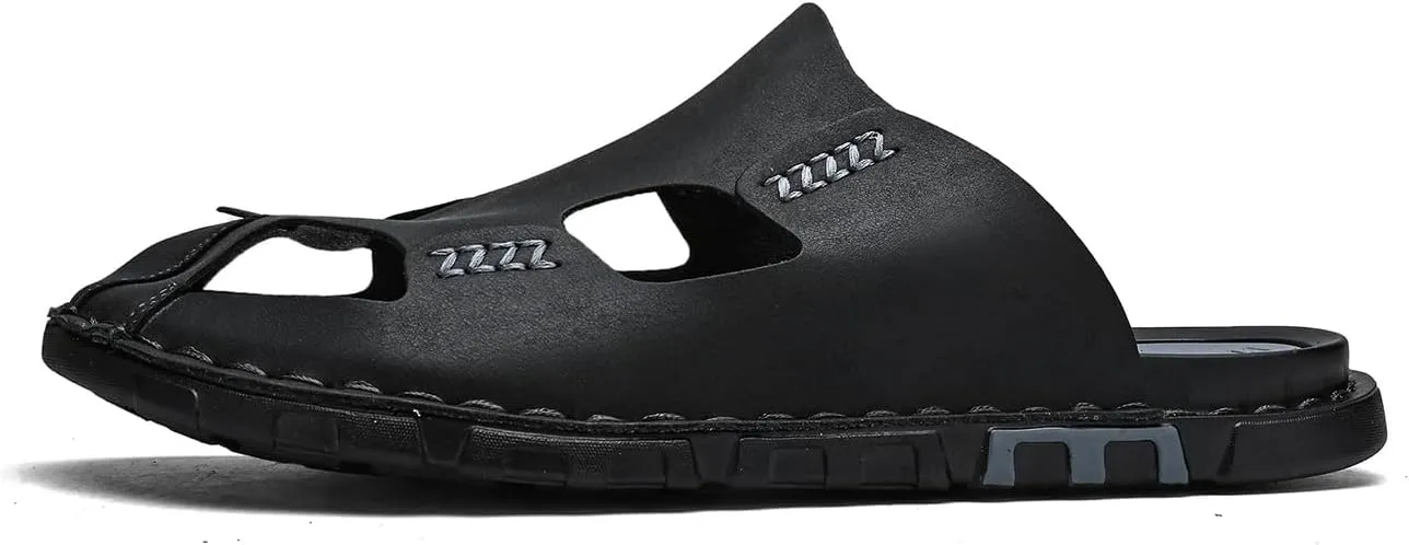 Mens Sandals Indoor and Outdoor Beach Casual Closed Toe Water Sandals Slip On Waterproof Athletic Handmade Slippers Soft
