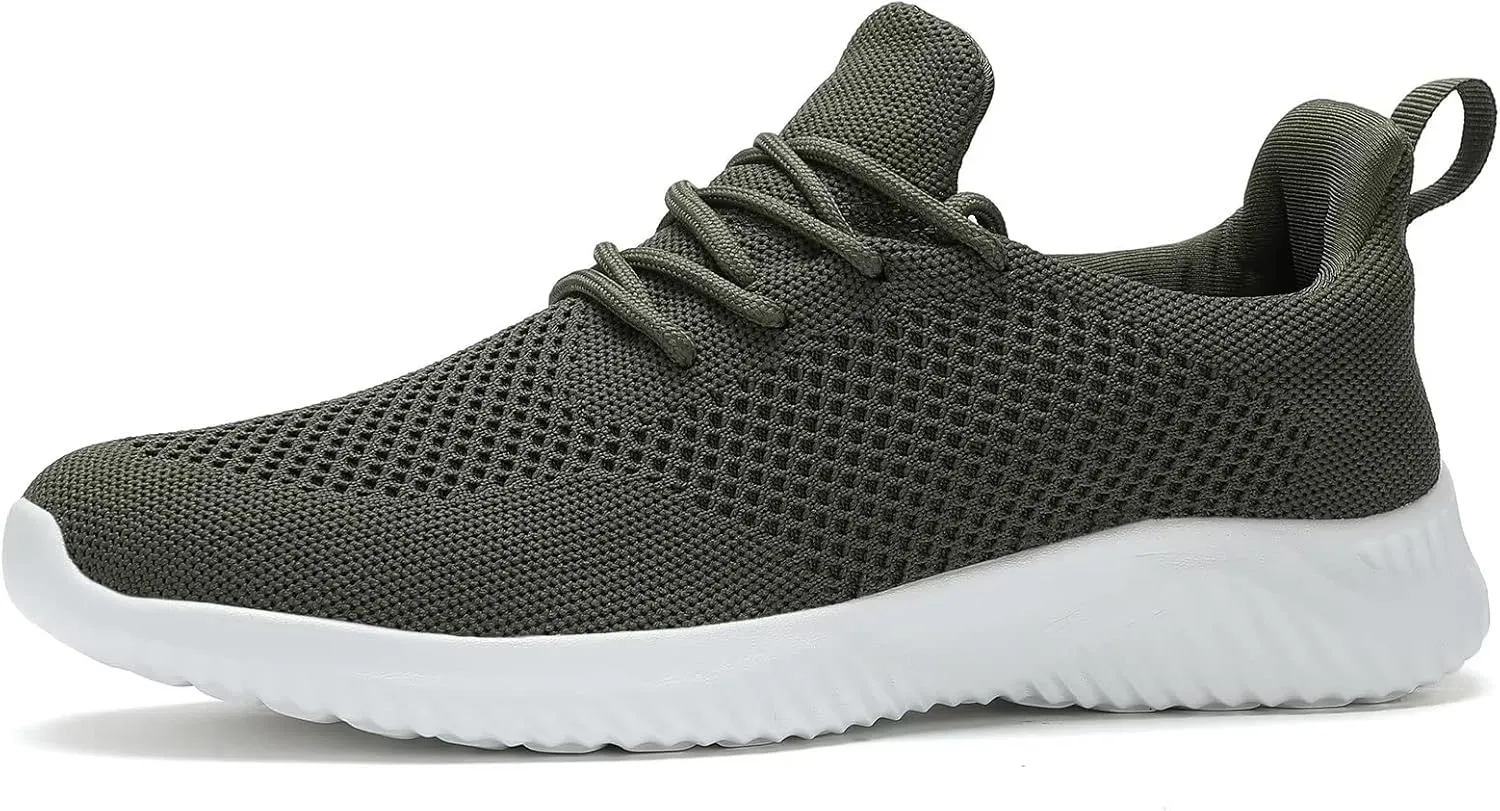 Men's Slip On Running Shoes Fashion Walking Sneakers Mesh Soft Sole Loafers Comfortable & Light-Weight Tennis Work Trainers