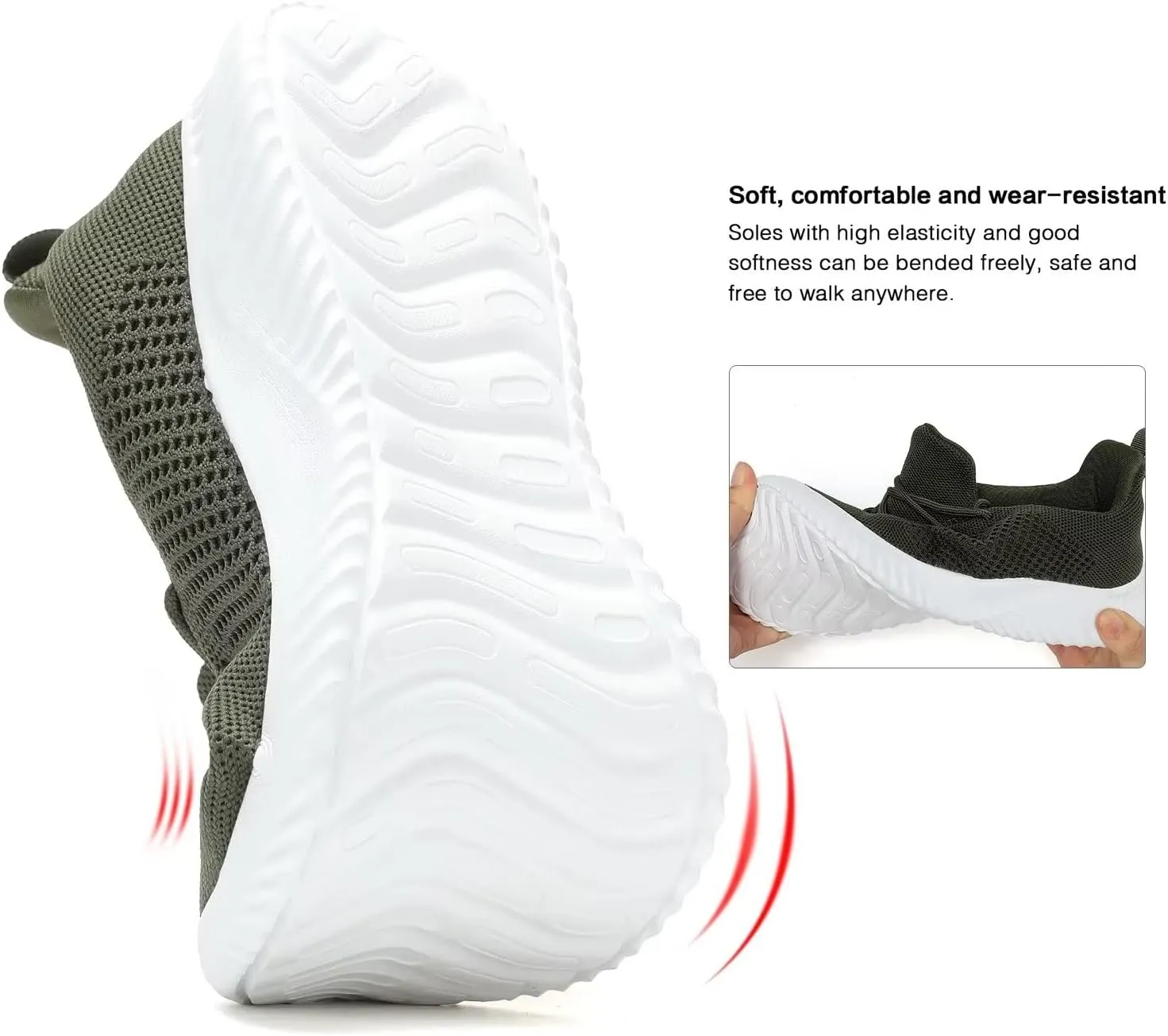 Men's Slip On Running Shoes Fashion Walking Sneakers Mesh Soft Sole Loafers Comfortable & Light-Weight Tennis Work Trainers