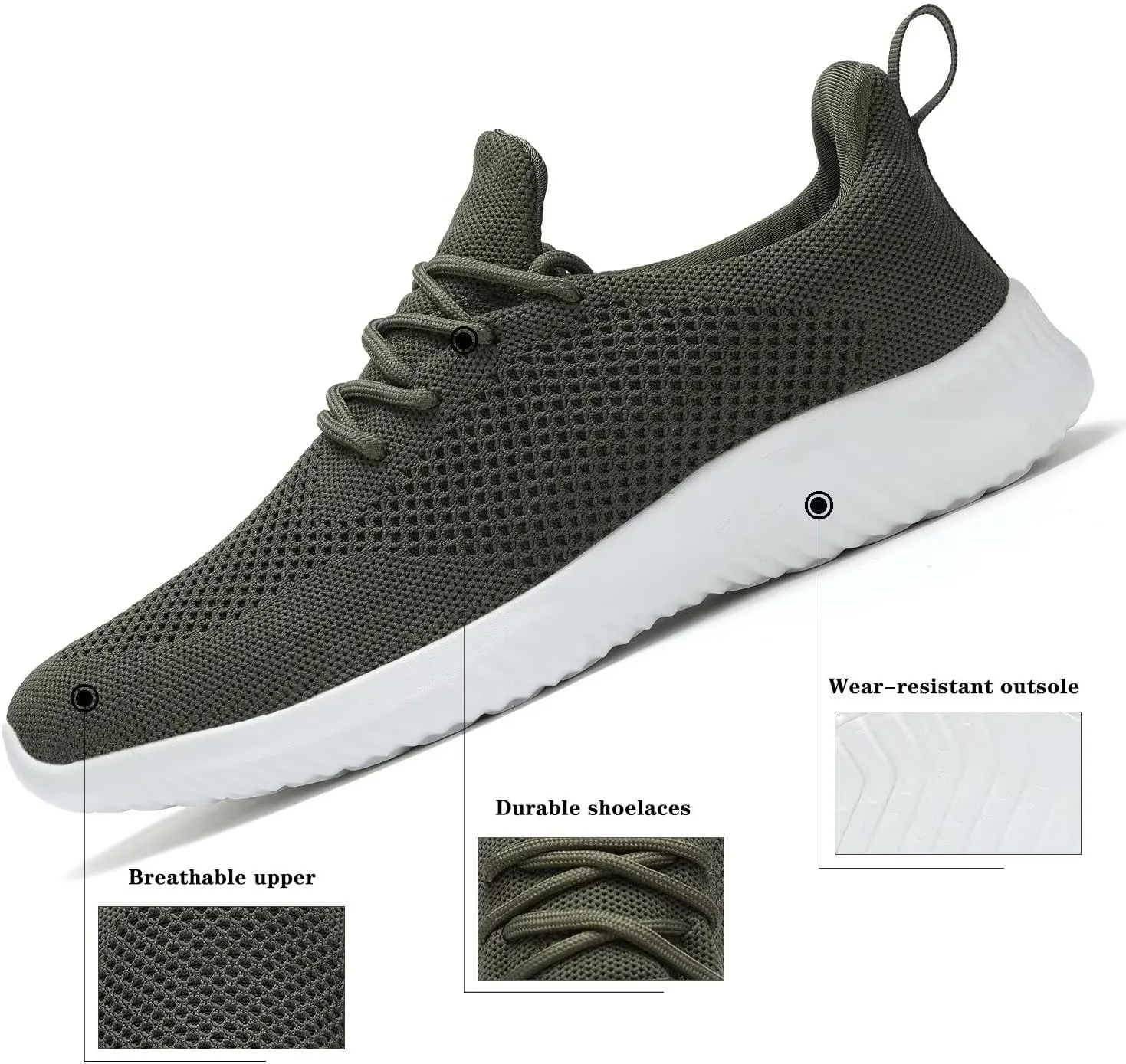 Men's Slip On Running Shoes Fashion Walking Sneakers Mesh Soft Sole Loafers Comfortable & Light-Weight Tennis Work Trainers