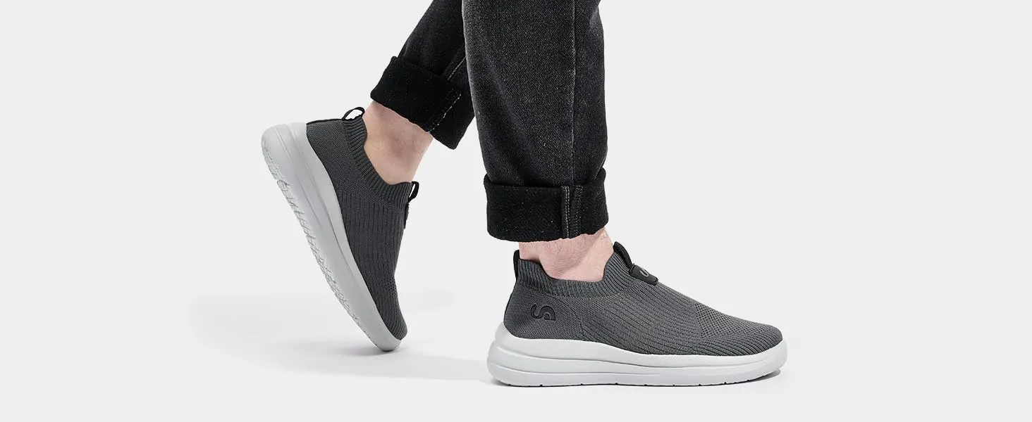 Men's Slip On Sneakers Walking Shoes Wide， Casual Soft Breathable Slip in Sock Sneakers，Non-Slip Rubber Sole, Workout,Athletic