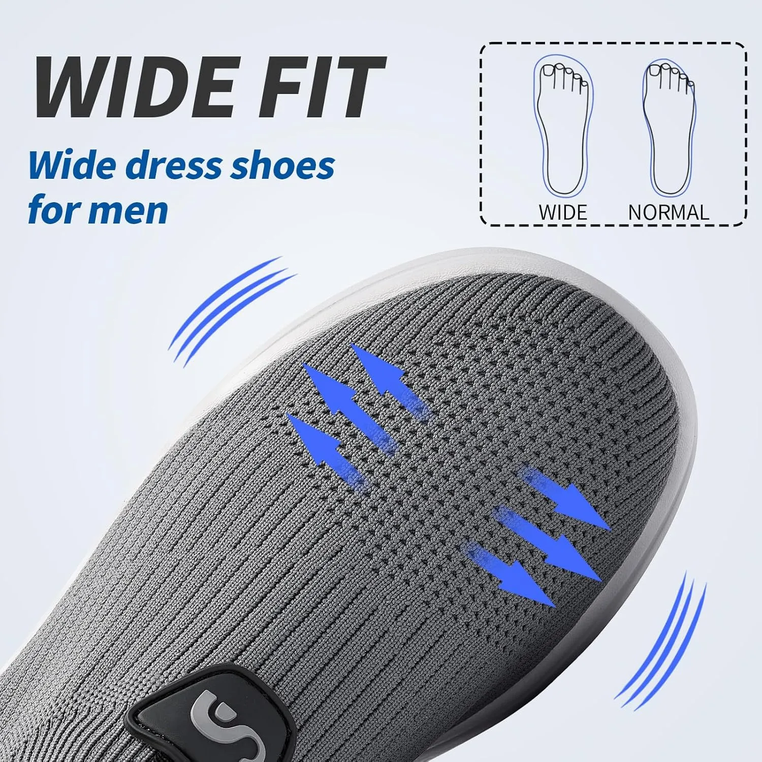 Men's Slip On Sneakers Walking Shoes Wide， Casual Soft Breathable Slip in Sock Sneakers，Non-Slip Rubber Sole, Workout,Athletic