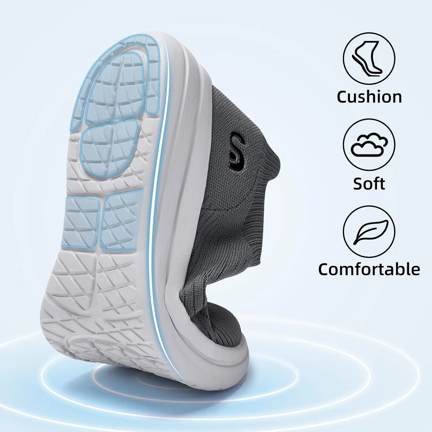 Men's Slip On Sneakers Walking Shoes Wide， Casual Soft Breathable Slip in Sock Sneakers，Non-Slip Rubber Sole, Workout,Athletic