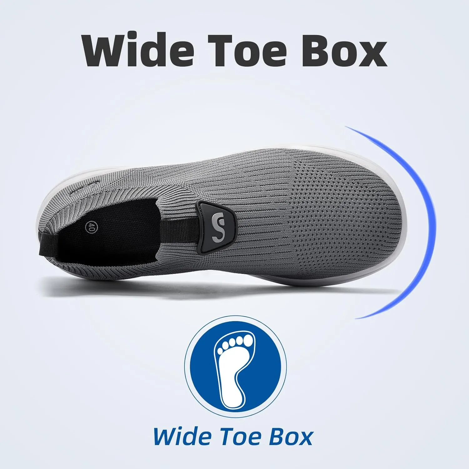 Men's Slip On Sneakers Walking Shoes Wide， Casual Soft Breathable Slip in Sock Sneakers，Non-Slip Rubber Sole, Workout,Athletic