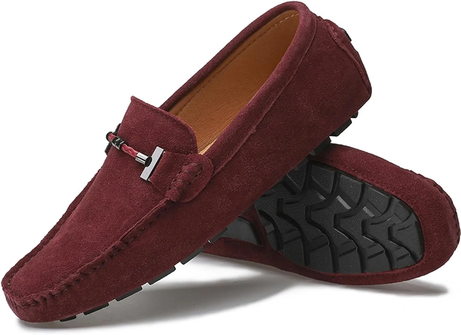 Men's Suede Leather Dress Loafers Slip On Casual Shoes Lightweight Soft Penny Loafers Driving Shoes Classic Moccasins
