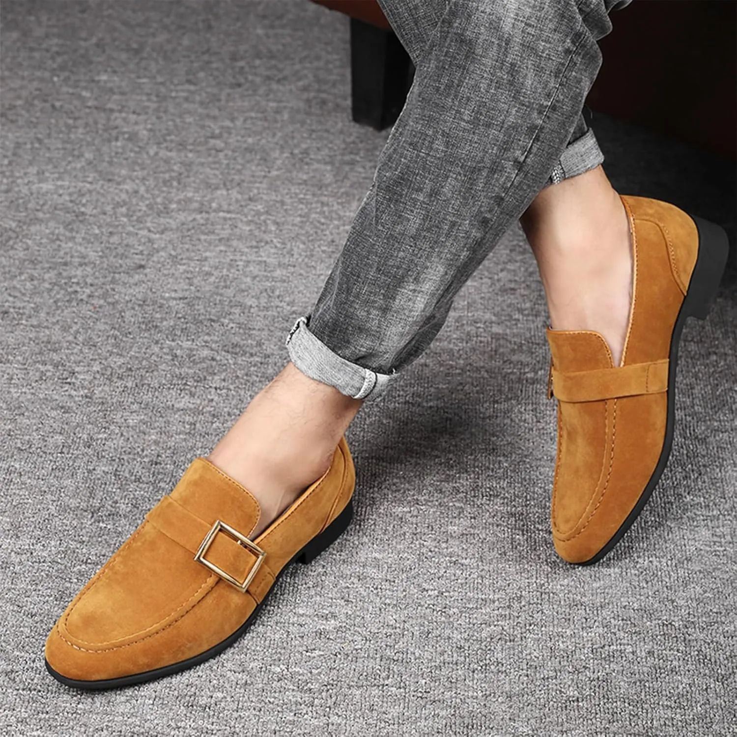 Men's Suede Leather Penny Loafers Slip On Casual Business Dress Shoes Classic Comfortable Driving Moccasins