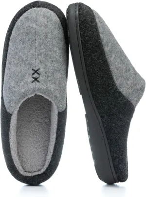 Mens Two-Tone House Slippers with Memory Foam Cozy Warm Slip On House Shoes for Indoor Outdoor Gifts for Men Him Dad