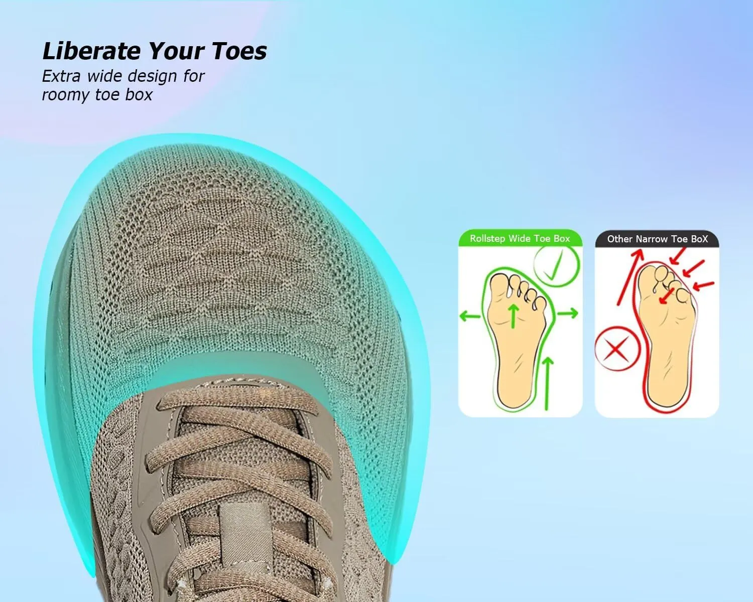 Men's Wide Toe Walking Shoes Casual Trail Running Sneakers Cross-Trainer Tennis Non Slip Athletic Gym Workout Soft Sole