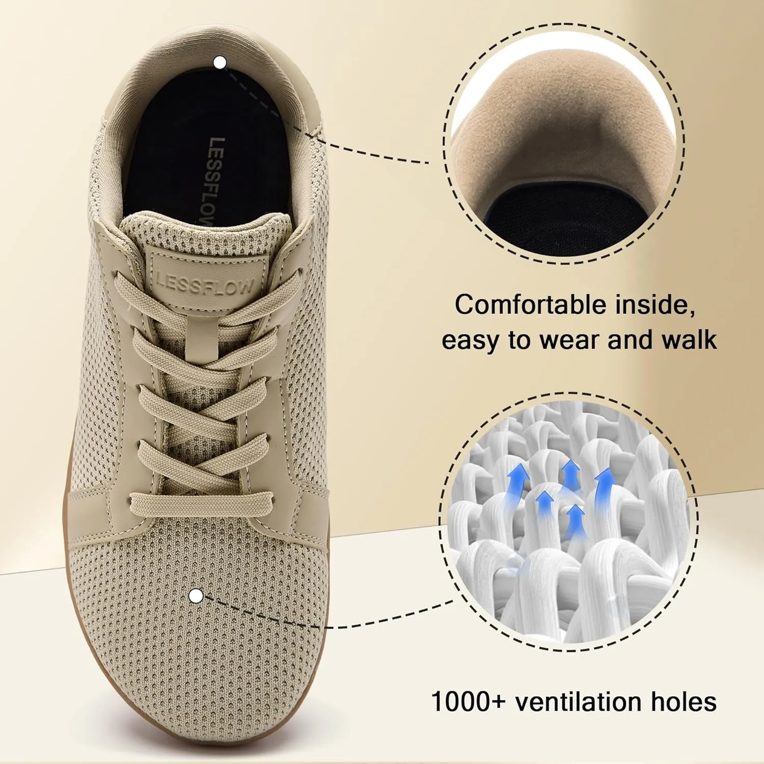 Men's Wide Walking Shoes Barefoot Sneakers Minimalist Running Shoes Zero Drop Sole Trainer Breathable Casual Athletic Shoe