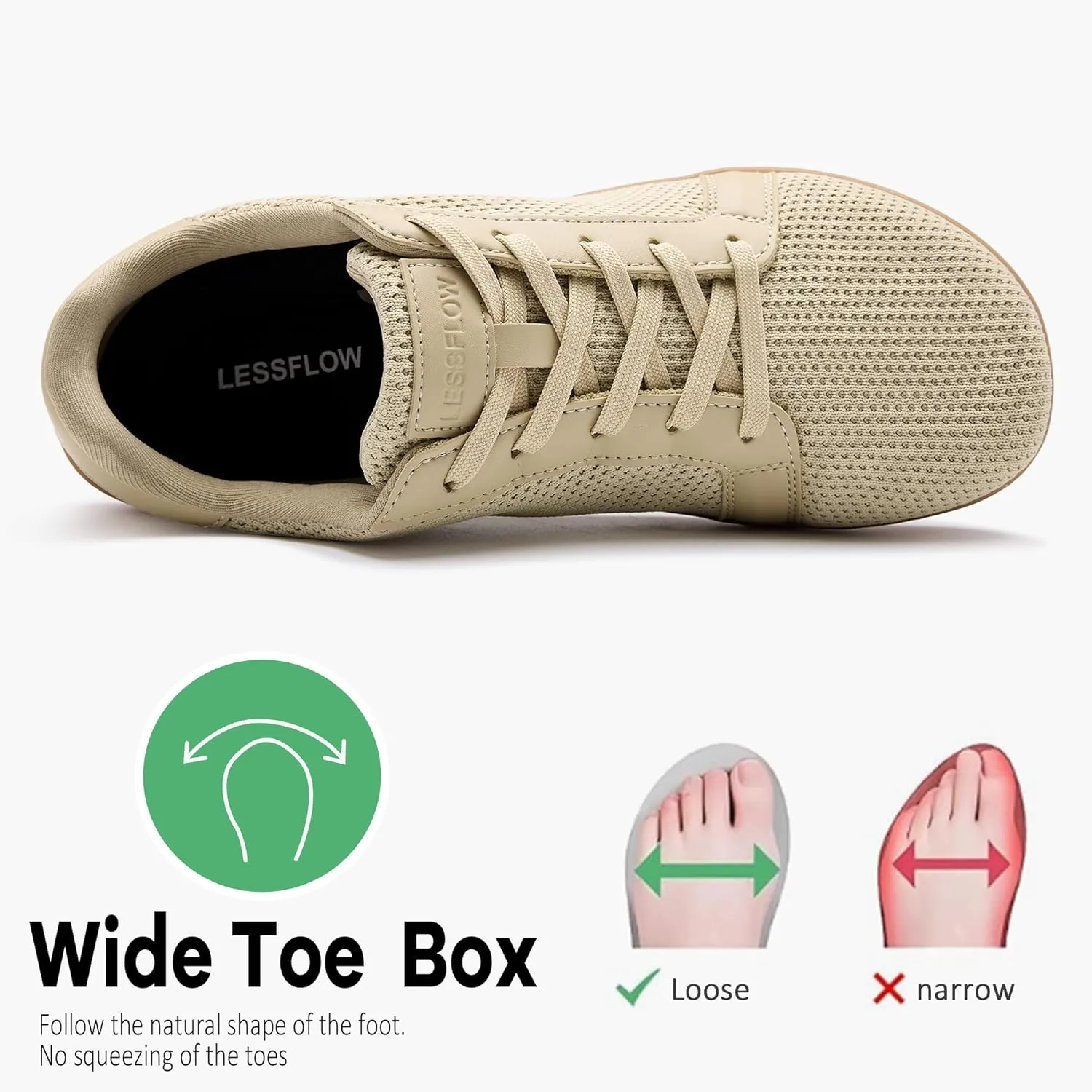 Men's Wide Walking Shoes Barefoot Sneakers Minimalist Running Shoes Zero Drop Sole Trainer Breathable Casual Athletic Shoe