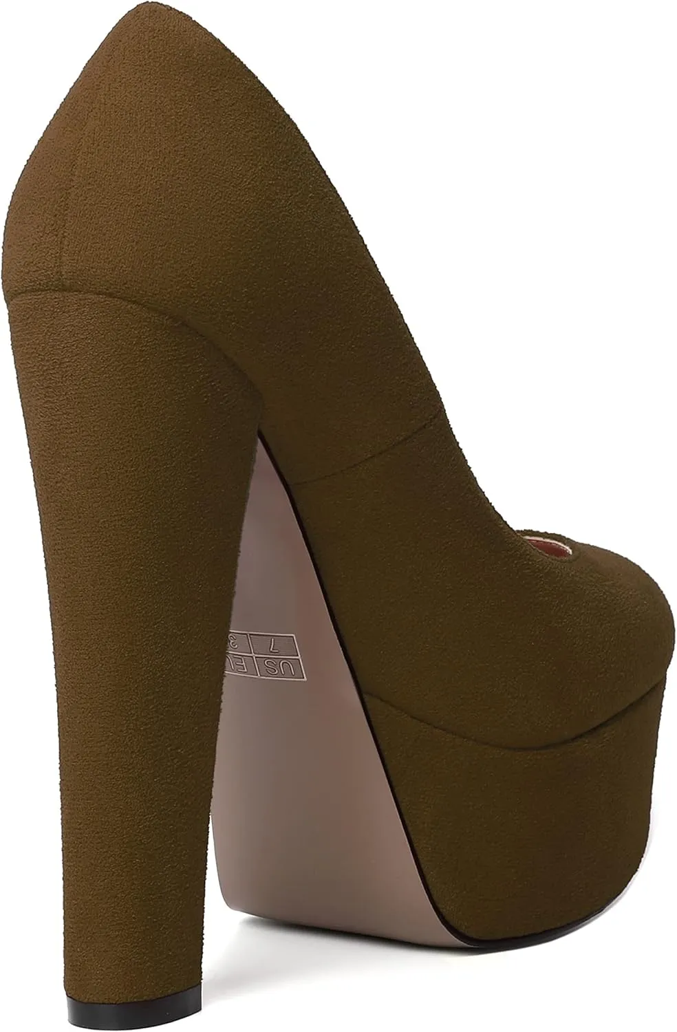MERRORI Womens Evening Slip On Sexy Round Toe Suede Platform Chunky High Heel Pumps Shoes 6 Inch
