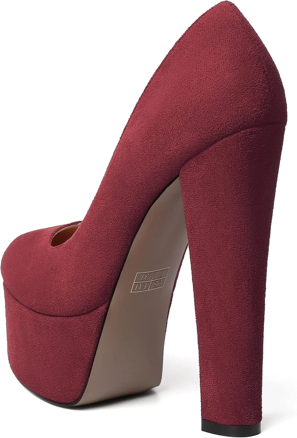 MERRORI Womens Evening Slip On Sexy Round Toe Suede Platform Chunky High Heel Pumps Shoes 6 Inch