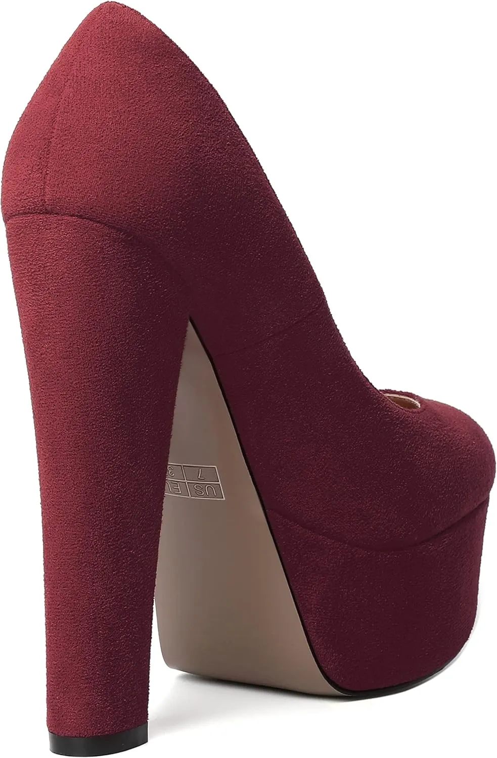 MERRORI Womens Evening Slip On Sexy Round Toe Suede Platform Chunky High Heel Pumps Shoes 6 Inch