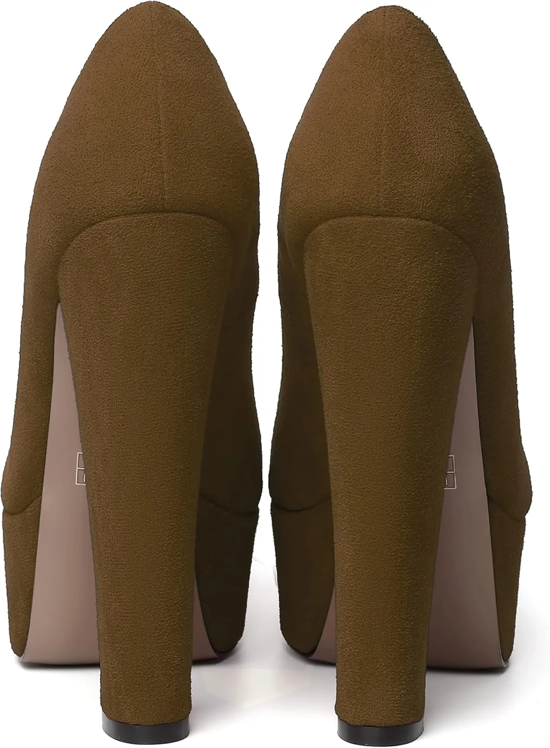 MERRORI Womens Evening Slip On Sexy Round Toe Suede Platform Chunky High Heel Pumps Shoes 6 Inch