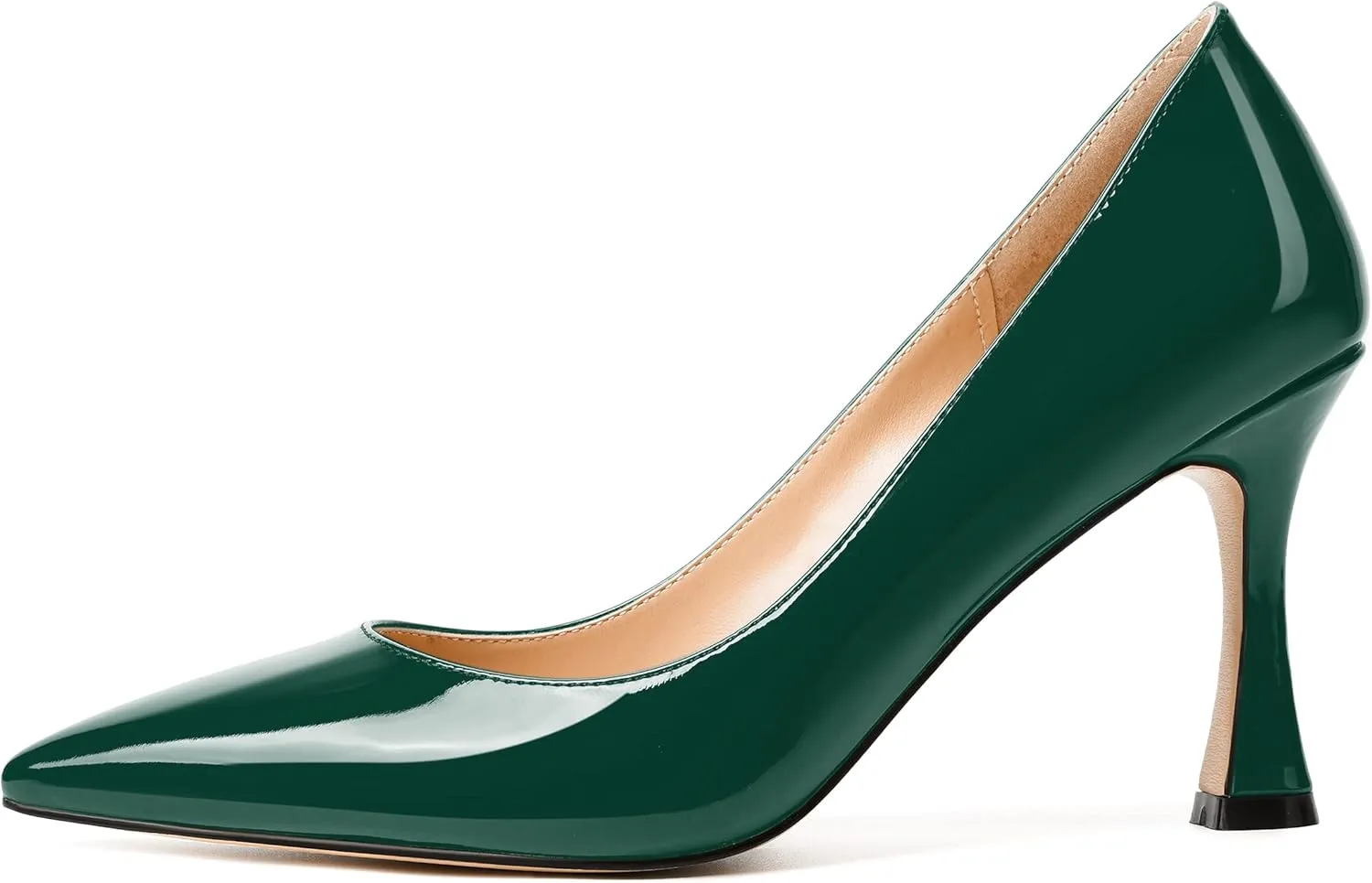 MERRORI Women's Heels Slip On Dress Patent Dating Solid Pointed Toe Stiletto High Heel Pumps Shoes 3.3 Inch