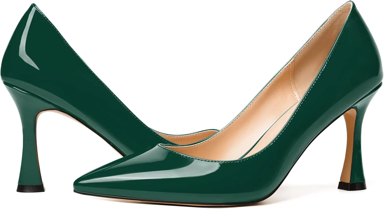 MERRORI Women's Heels Slip On Dress Patent Dating Solid Pointed Toe Stiletto High Heel Pumps Shoes 3.3 Inch