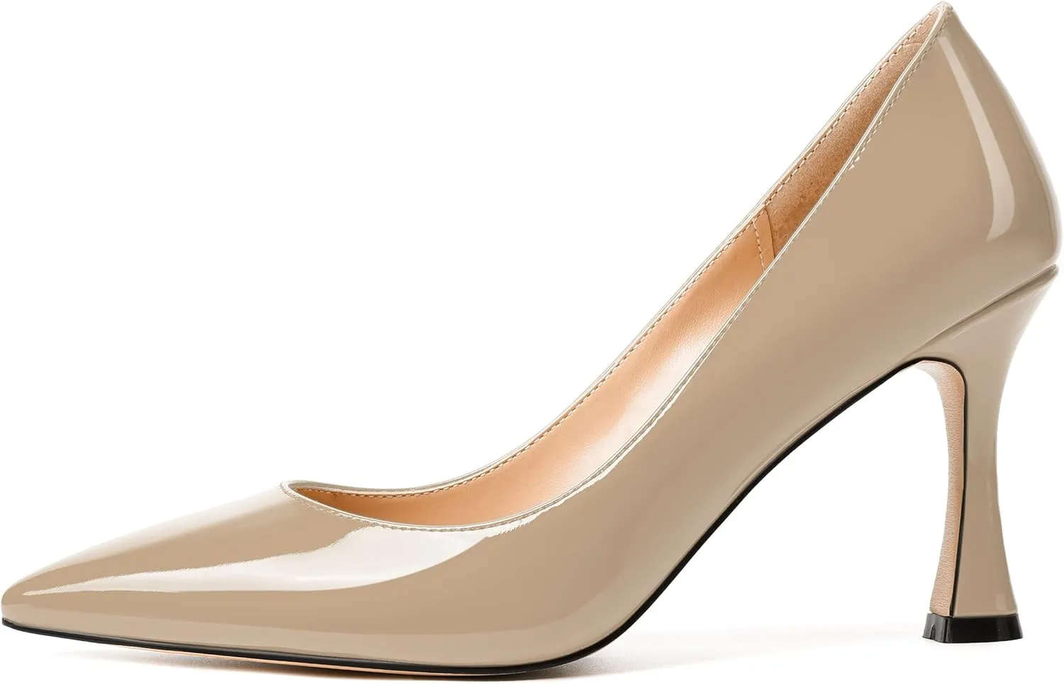 MERRORI Women's Heels Slip On Dress Patent Dating Solid Pointed Toe Stiletto High Heel Pumps Shoes 3.3 Inch