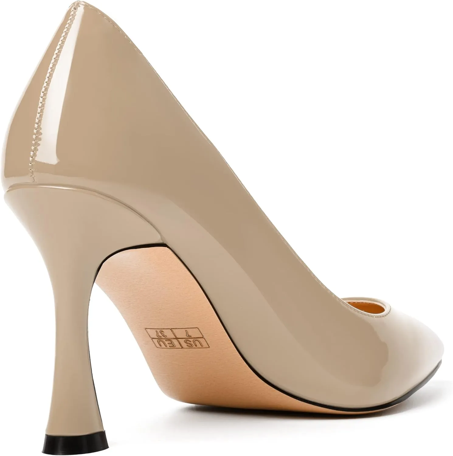 MERRORI Women's Heels Slip On Dress Patent Dating Solid Pointed Toe Stiletto High Heel Pumps Shoes 3.3 Inch