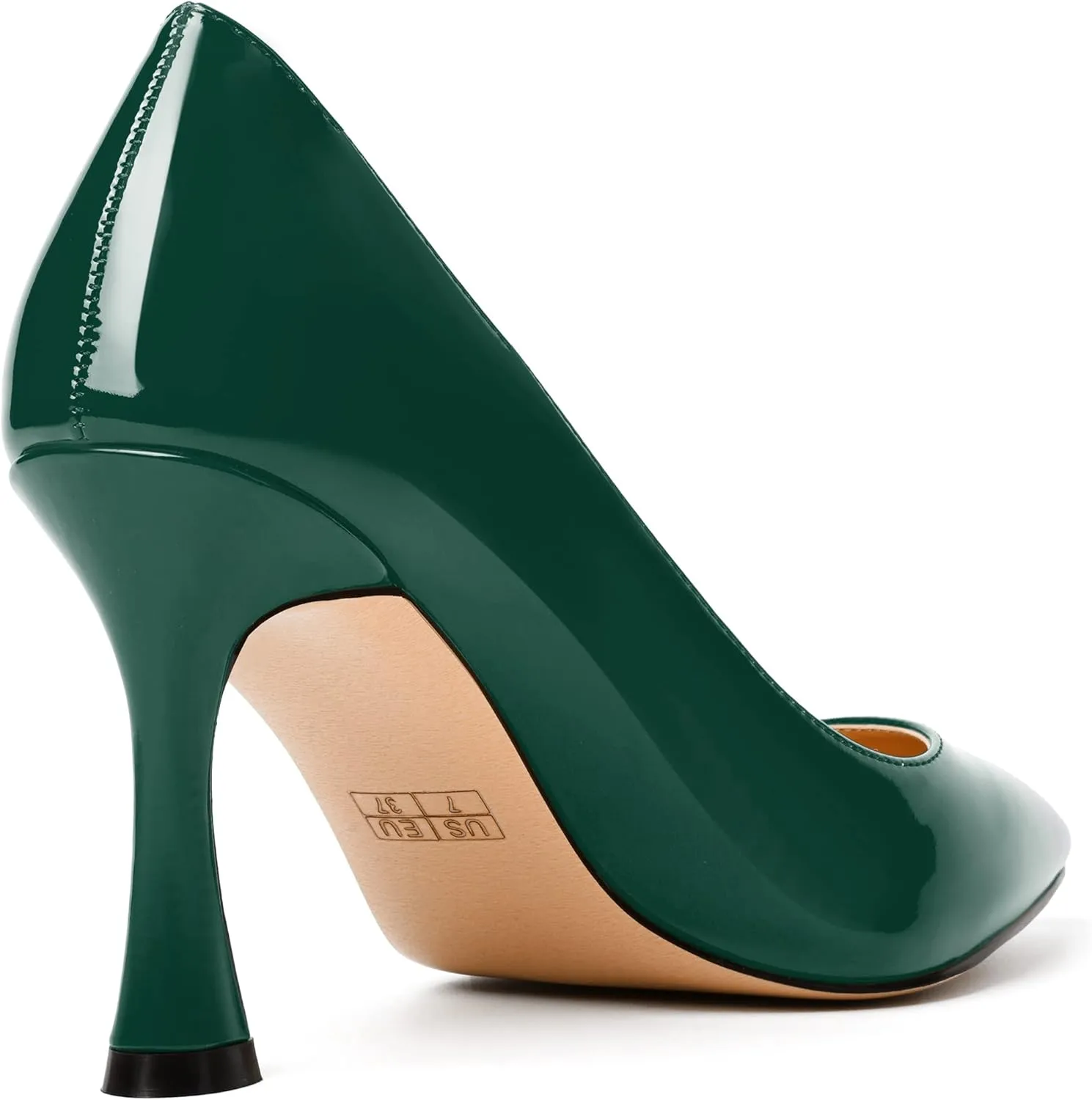MERRORI Women's Heels Slip On Dress Patent Dating Solid Pointed Toe Stiletto High Heel Pumps Shoes 3.3 Inch