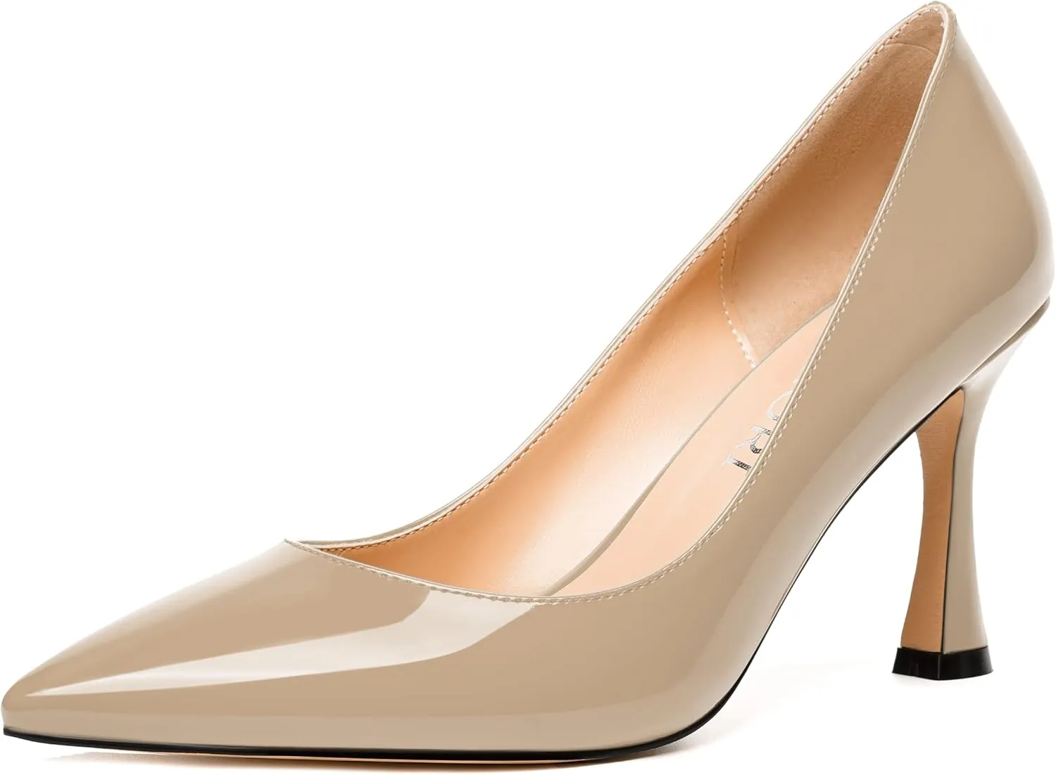MERRORI Women's Heels Slip On Dress Patent Dating Solid Pointed Toe Stiletto High Heel Pumps Shoes 3.3 Inch