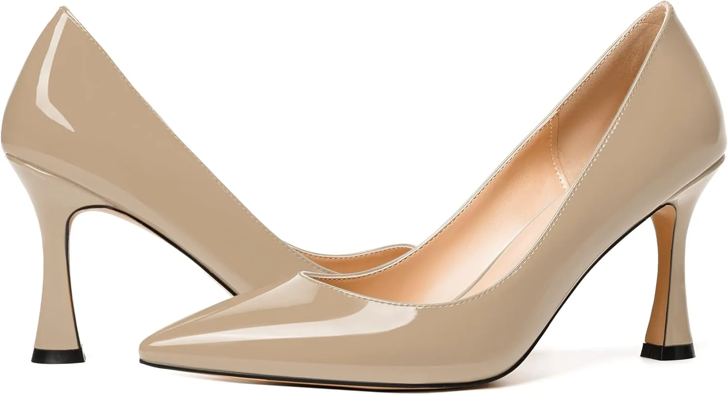 MERRORI Women's Heels Slip On Dress Patent Dating Solid Pointed Toe Stiletto High Heel Pumps Shoes 3.3 Inch
