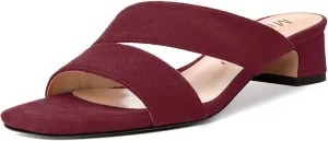 MERRORI Womens Slip On Casual Open Toe Evening Suede Chunky Low Heel Heeled Sandals 1.5 Inch