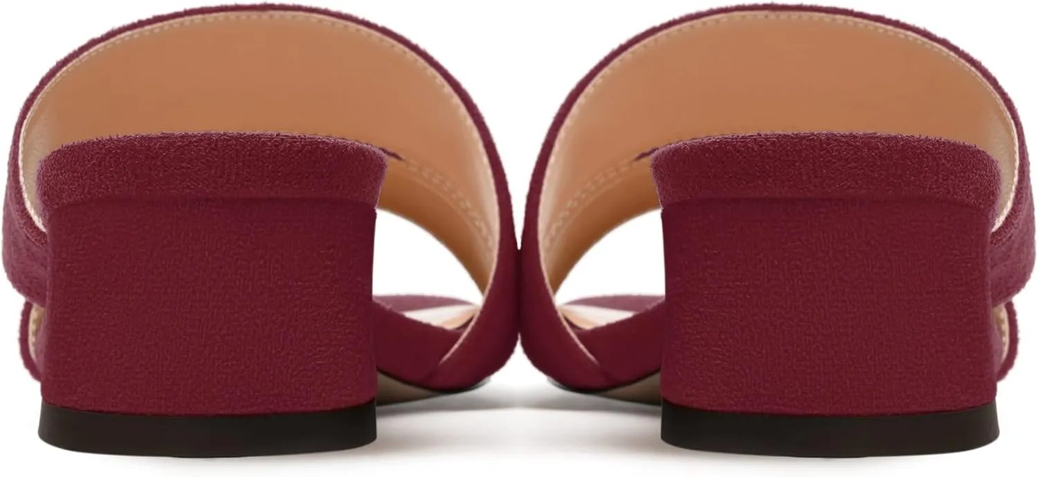 MERRORI Womens Slip On Casual Open Toe Evening Suede Chunky Low Heel Heeled Sandals 1.5 Inch
