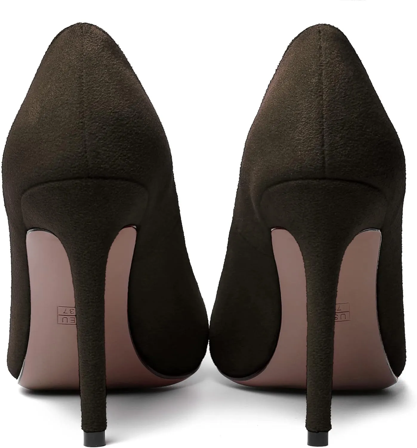 MERRORI Womens Slip On Classic Platform Round Toe Elegent Party Suede Stiletto High Heel Pumps Shoes 4 Inch