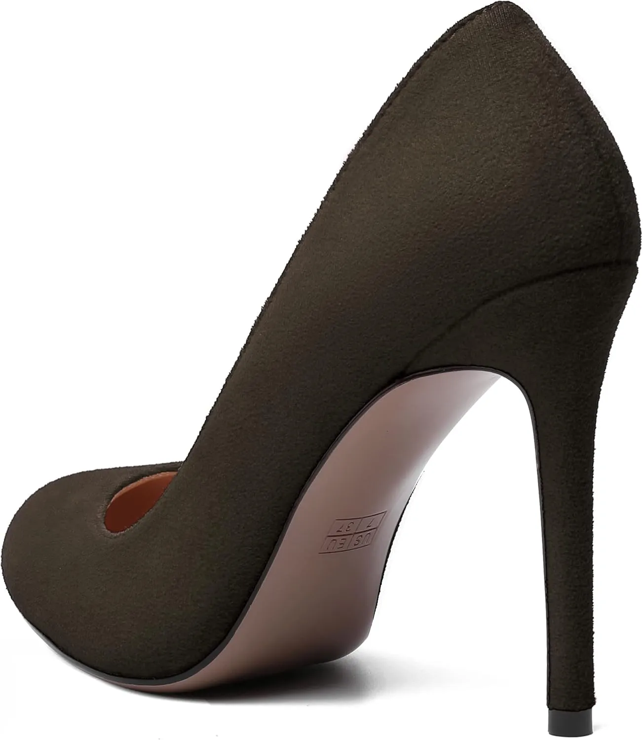 MERRORI Womens Slip On Classic Platform Round Toe Elegent Party Suede Stiletto High Heel Pumps Shoes 4 Inch