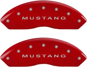 MGP Caliper Covers - Brake Caliper Covers 2005-2009 Ford Mustang (10197s) Front and Rear Set - Mustang/GT Logo - Red
