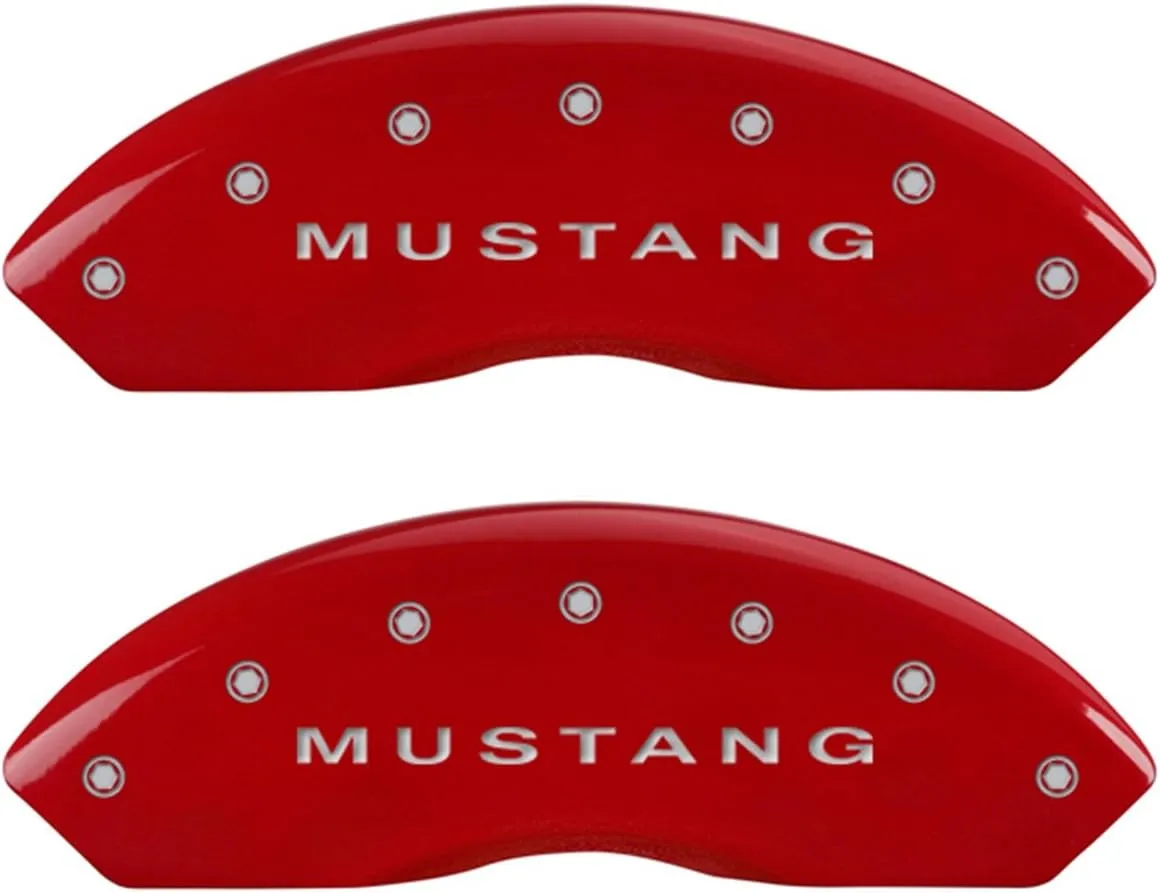 MGP Caliper Covers - Brake Caliper Covers 2005-2009 Ford Mustang (10197s) Front and Rear Set - Mustang/GT Logo - Red