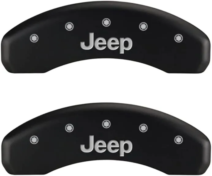 MGP Caliper Covers - Brake Caliper Covers 2007-20018 Jeep Wrangler (2018 JK Chassis) 2008-2012 Jeep Liberty - Front and Rear Set - Jeep Logo - Red