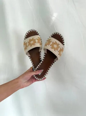 MIA Valora Natural Crochet Slide Sandals